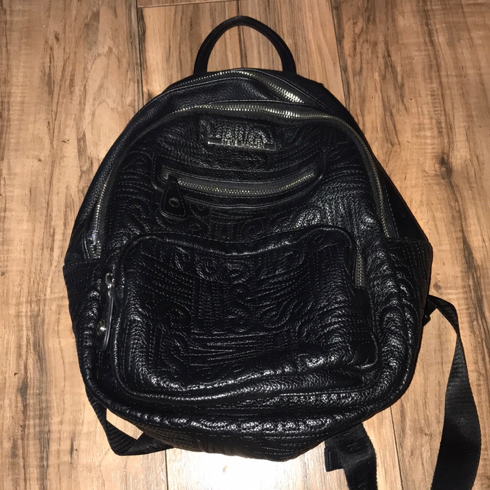Steve Madden black leather mini medium backpack